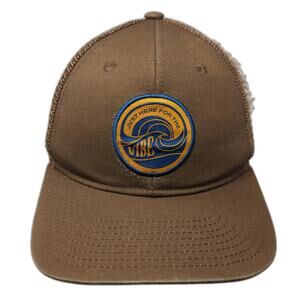 Flylow Trucker Hat Brown One Size Just Here For The Vibe Wave Patch Mesh Back